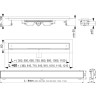 Водоотводящий желоб ALCAPLAST APZ107-1150 FLOOR с порогами для решетки под кладку плитки Low, горизонтальный сток APZ107-FLOOR-1150