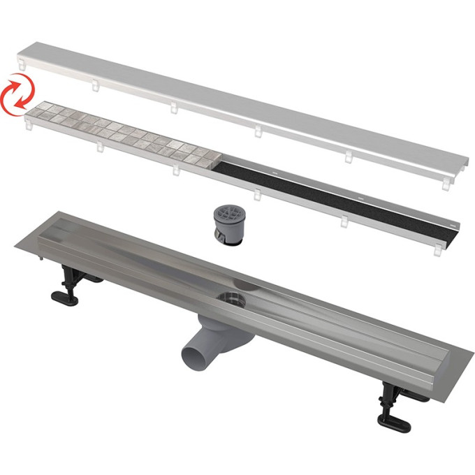 Водоотводящий желоб ALCAPLAST APZ13-DOUBLE9 с двухсторонней решеткой AG071401850