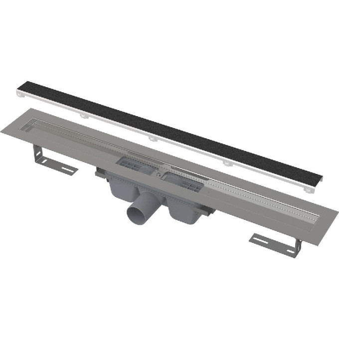 Водоотводящий желоб ALCAPLAST APZ15S-550 без порогов, с решеткой под кладку камня Marble, горизонтальный сток
